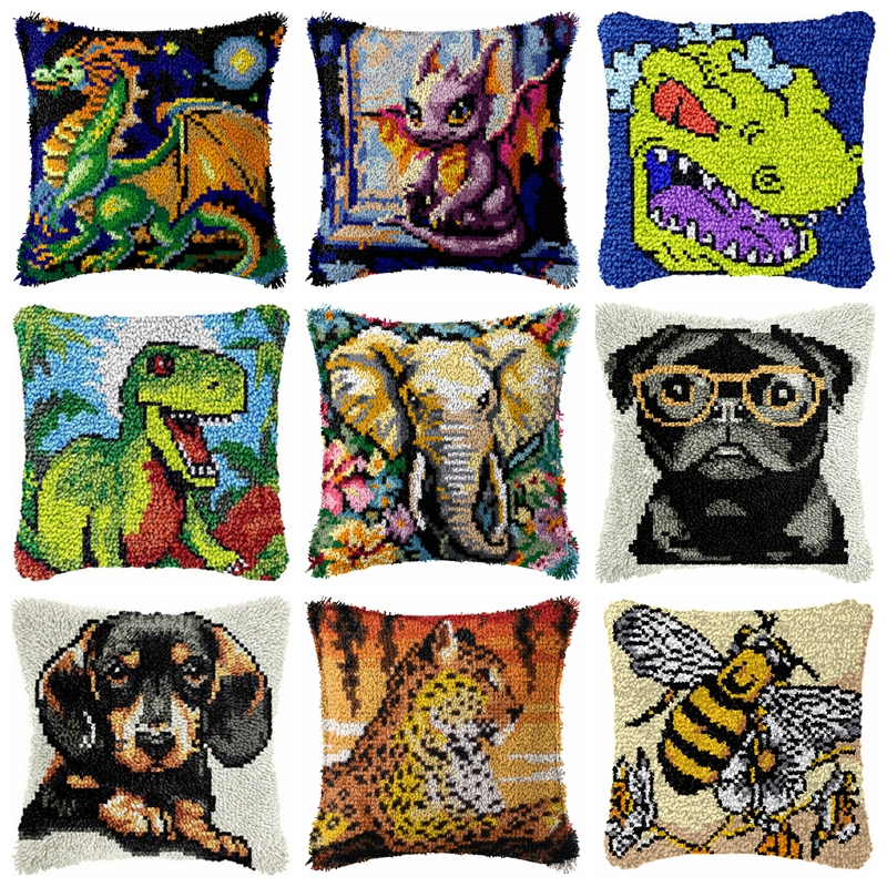 Sewing Pin Cushion - Dinosaur Latch Hook Pillow Kit DIY