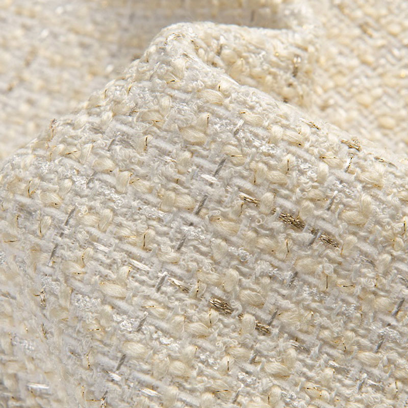Beige Color and Gold Wire Yarn - Sewing Tweed Fabric recension och pris