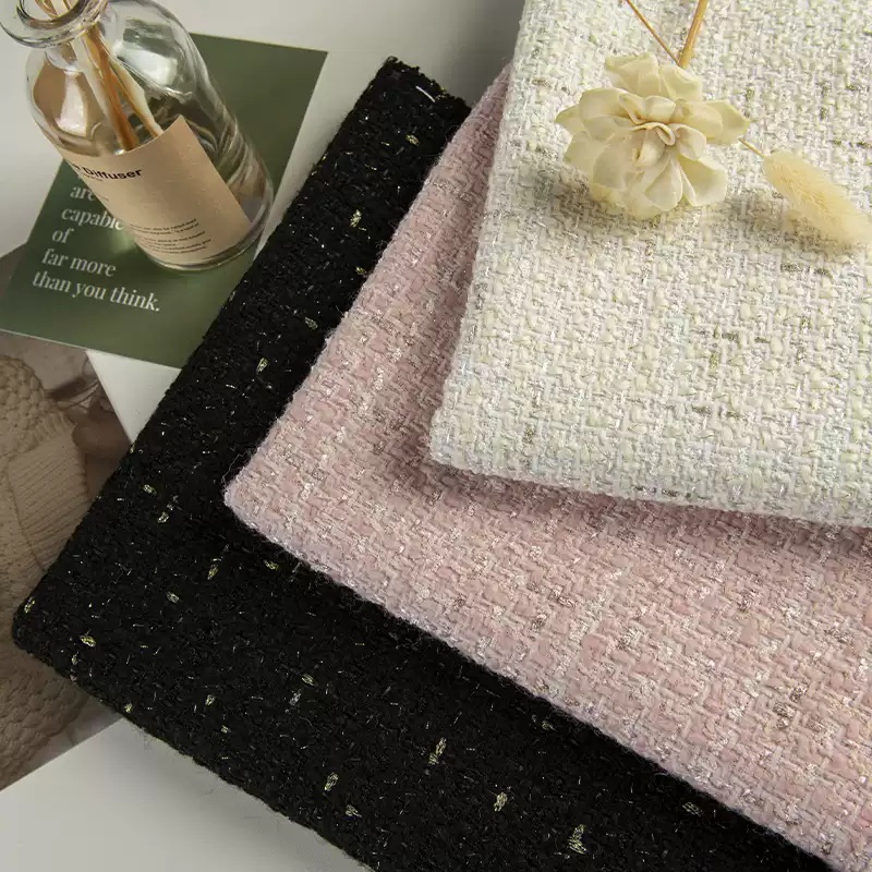 Beige Color and Gold Wire Yarn - Sewing Tweed Fabric recension och pris