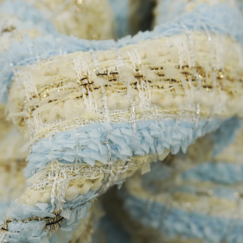 Blue Gold Interlace Plaid Twee - Sewing Tweed Fabric recension och pris