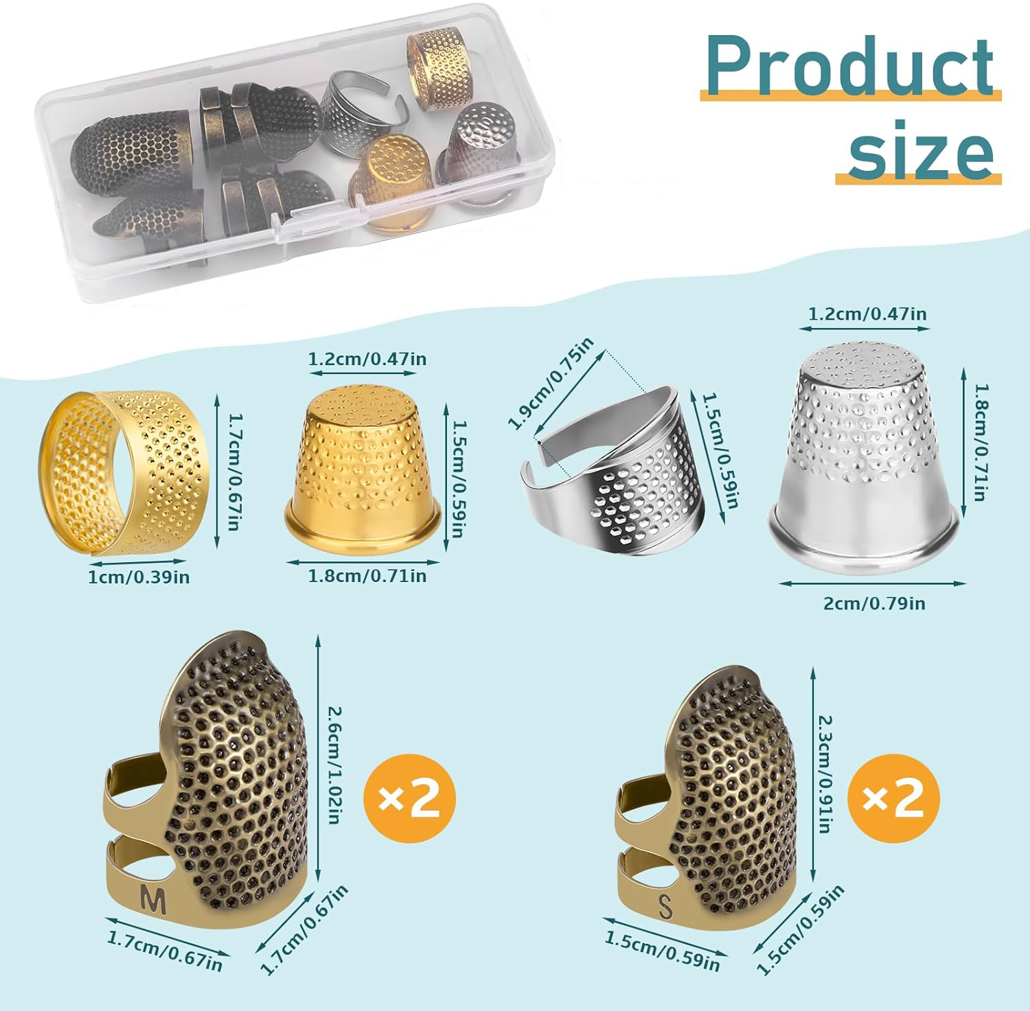 8PCS Sewing Thimble Kit for Ha - Sewing Thimble Metal recension och pris