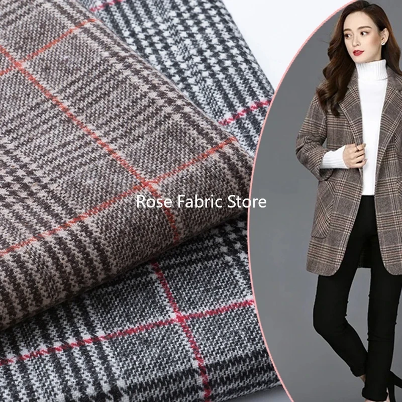 1 Meter Classic Woolen Houndst - Sewing Tweed Fabric recension och pris