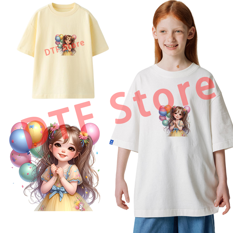 Cute balloon girl DTF heat tra - Iron On Patch recension och pris
