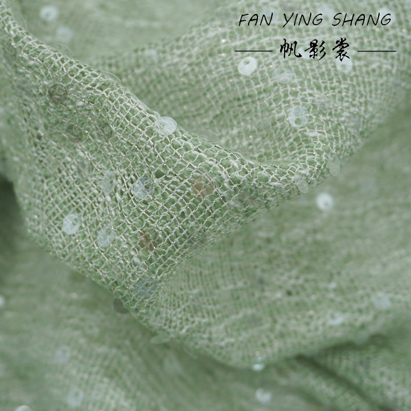 The Pale Green Sequins Tweed F - Sewing Tweed Fabric recension och pris
