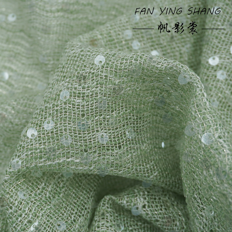 The Pale Green Sequins Tweed F - Sewing Tweed Fabric recension och pris