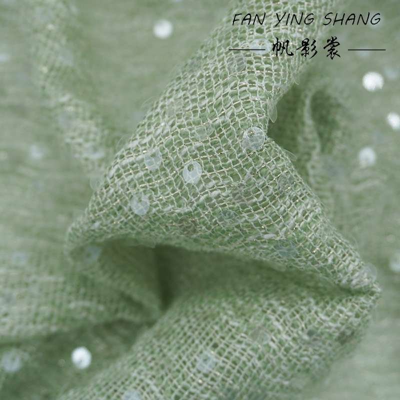 The Pale Green Sequins Tweed F - Sewing Tweed Fabric recension och pris