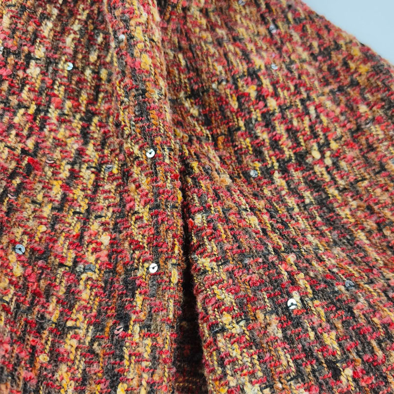 Red and Black Lattice Yarn-Dye - Sewing Tweed Fabric recension och pris