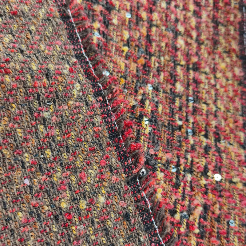 Red and Black Lattice Yarn-Dye - Sewing Tweed Fabric recension och pris