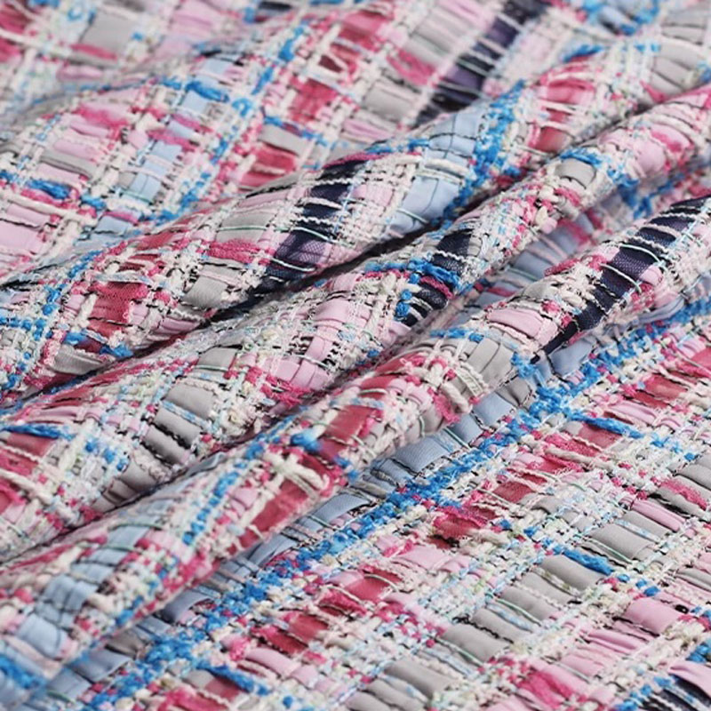 Luxury Pink & Blue Stripe Twee - Sewing Tweed Fabric recension och pris