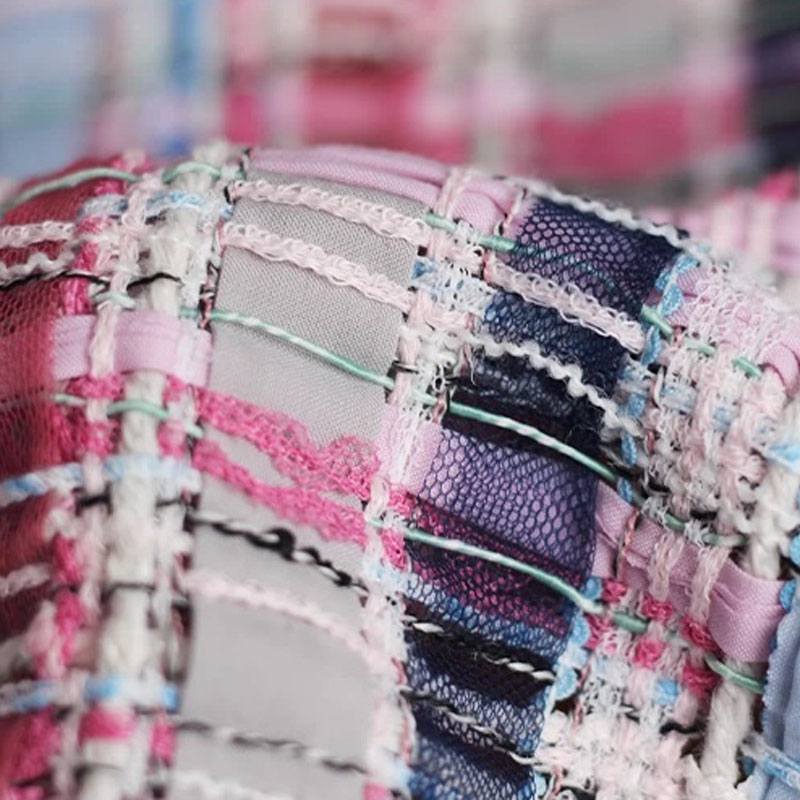 Luxury Pink & Blue Stripe Twee - Sewing Tweed Fabric recension och pris