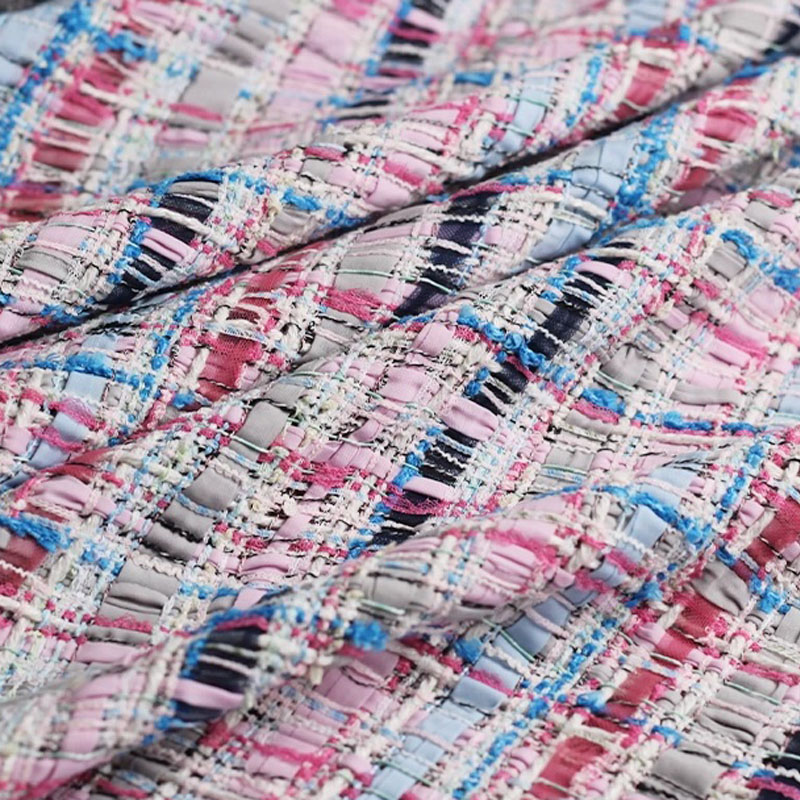 Luxury Pink & Blue Stripe Twee - Sewing Tweed Fabric recension och pris